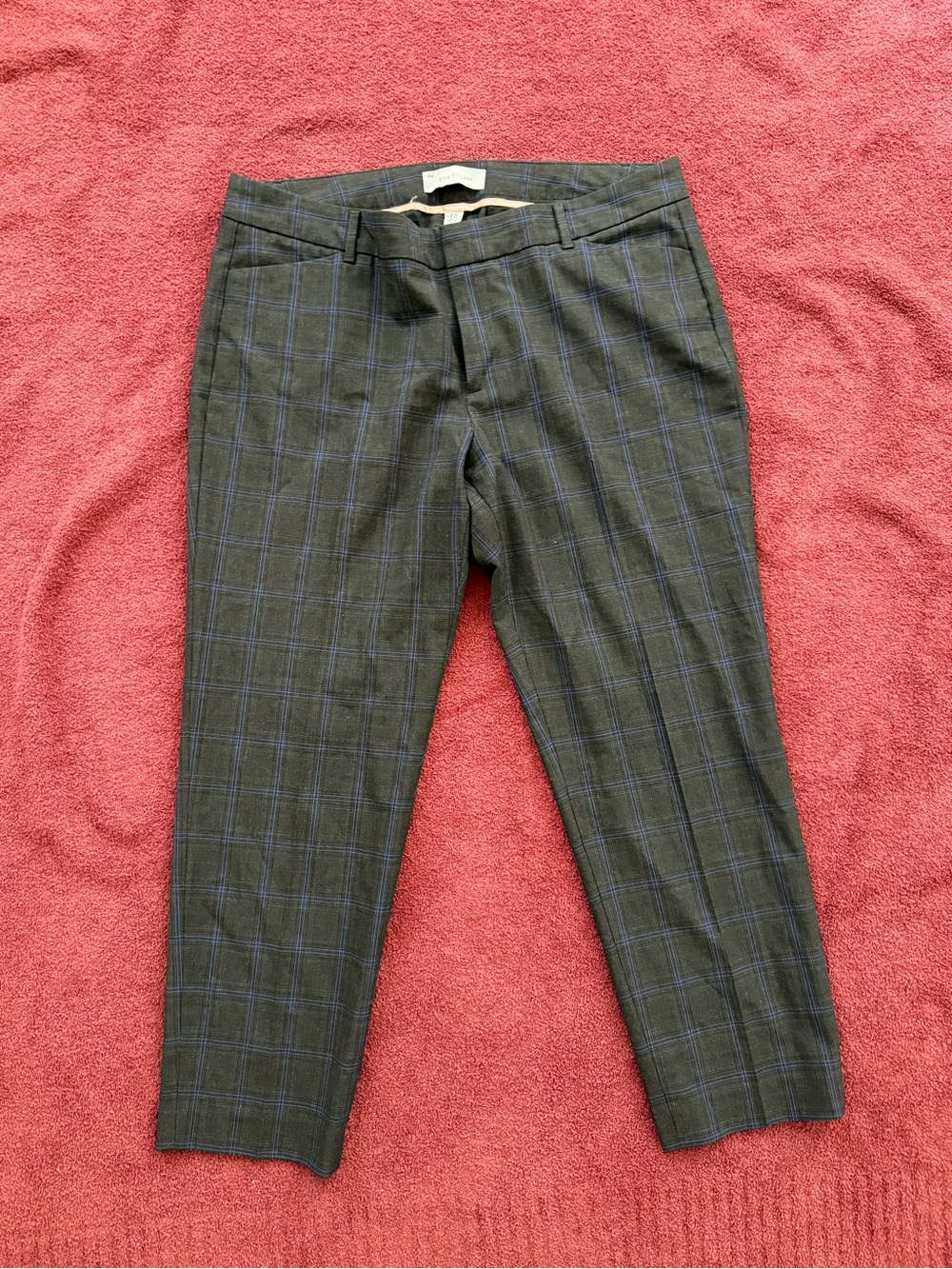 GAP Womenβs Gray Plaid Dress Pants with Blue Windowpane